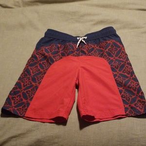 Red Navy Boys Lands End Swim Trunks